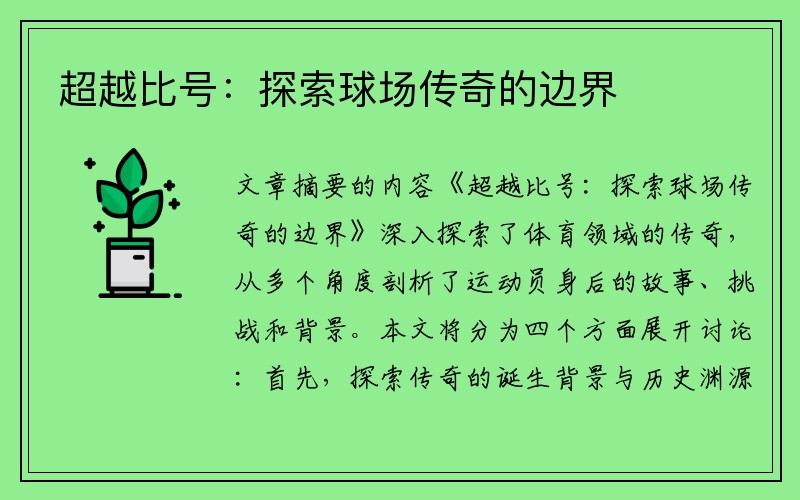 超越比号：探索球场传奇的边界